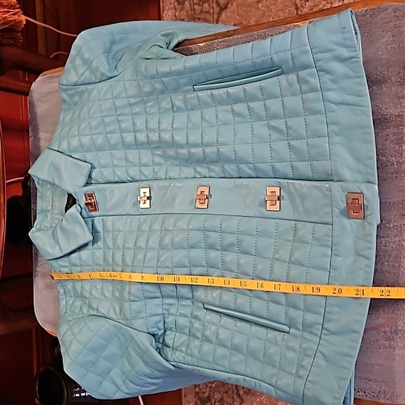 SienaStudio Turquoise Leather Jacket size Small - Picture 13 of 14